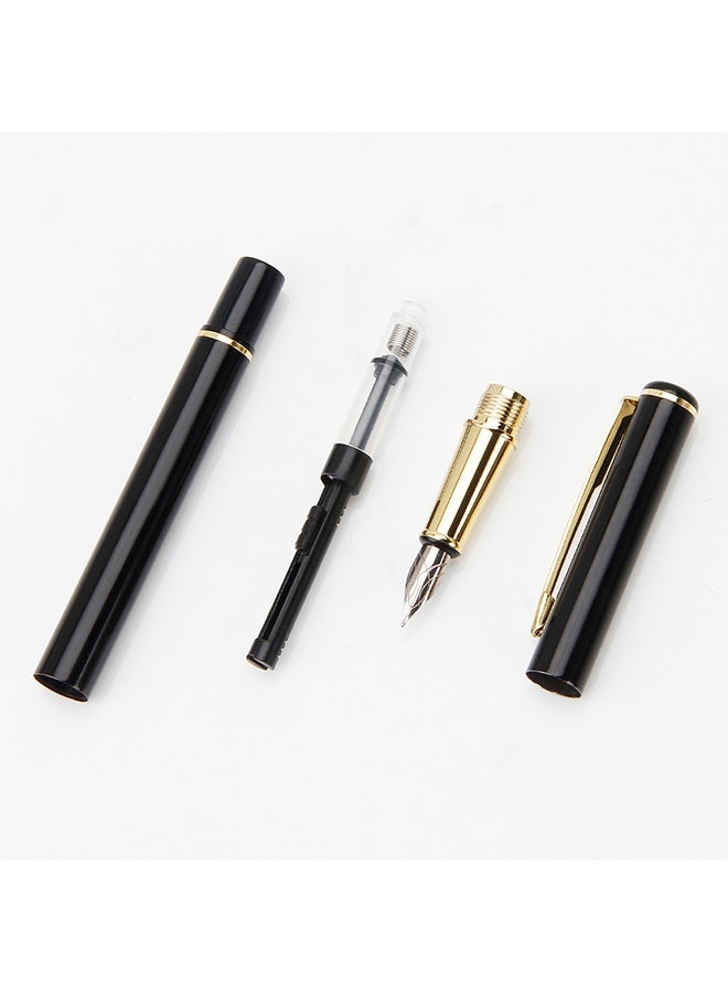Fountain Pen Set, Refillable High End Business Signature Pen, 0.5MM Classic Metal Pen for Men and Women Writing (Black) - Image 2